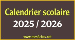calendrier scolaire 2025/2026